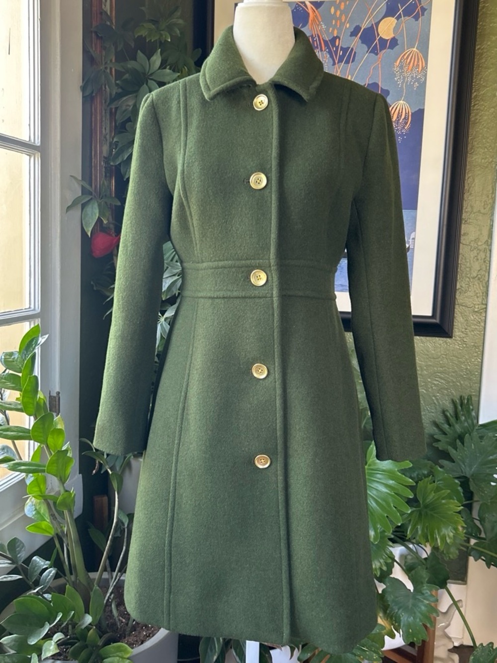 NWOT J Crew Factory Wool Blend Lady Day Coat in Pine Green - Picture 5 of 7